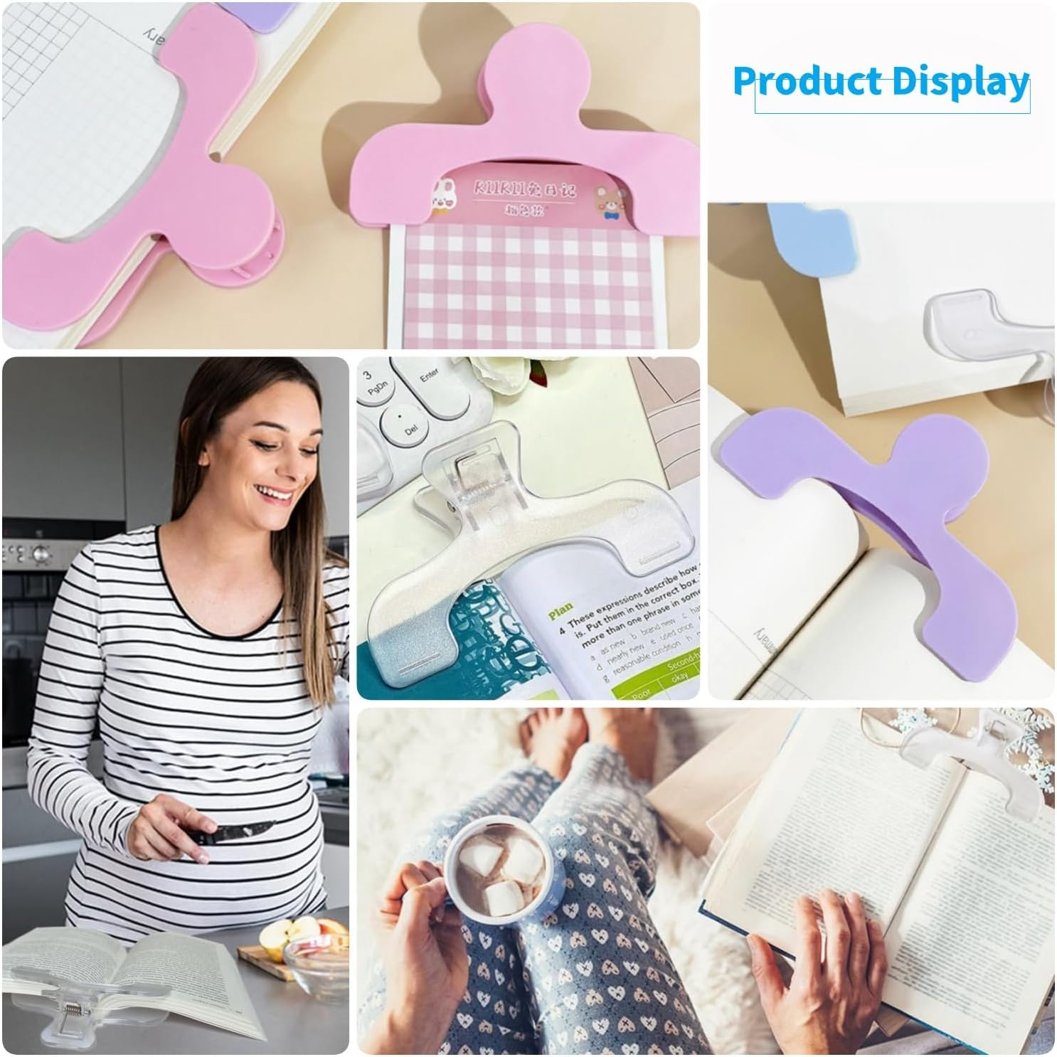 5 Pcs Book Clip for Reading Portable Book Page Holder for Hands Free Reading, Book Reading Accessories, Works on Hardcovers, Paperbacks, Magazines, and Comic, Art, Piano and Recipe Books (Green) image number 6