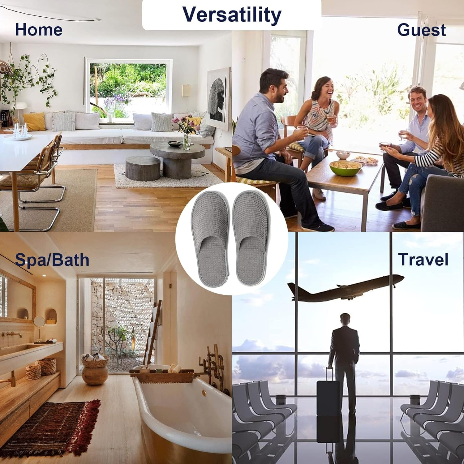 12 Pairs Disposable SPA Slippers for Guests, Soft Hotel Slippers Polar Fleece, Washable Reusable House Slippers Unisex,For Wedding Party Bedroom Travel image number 5