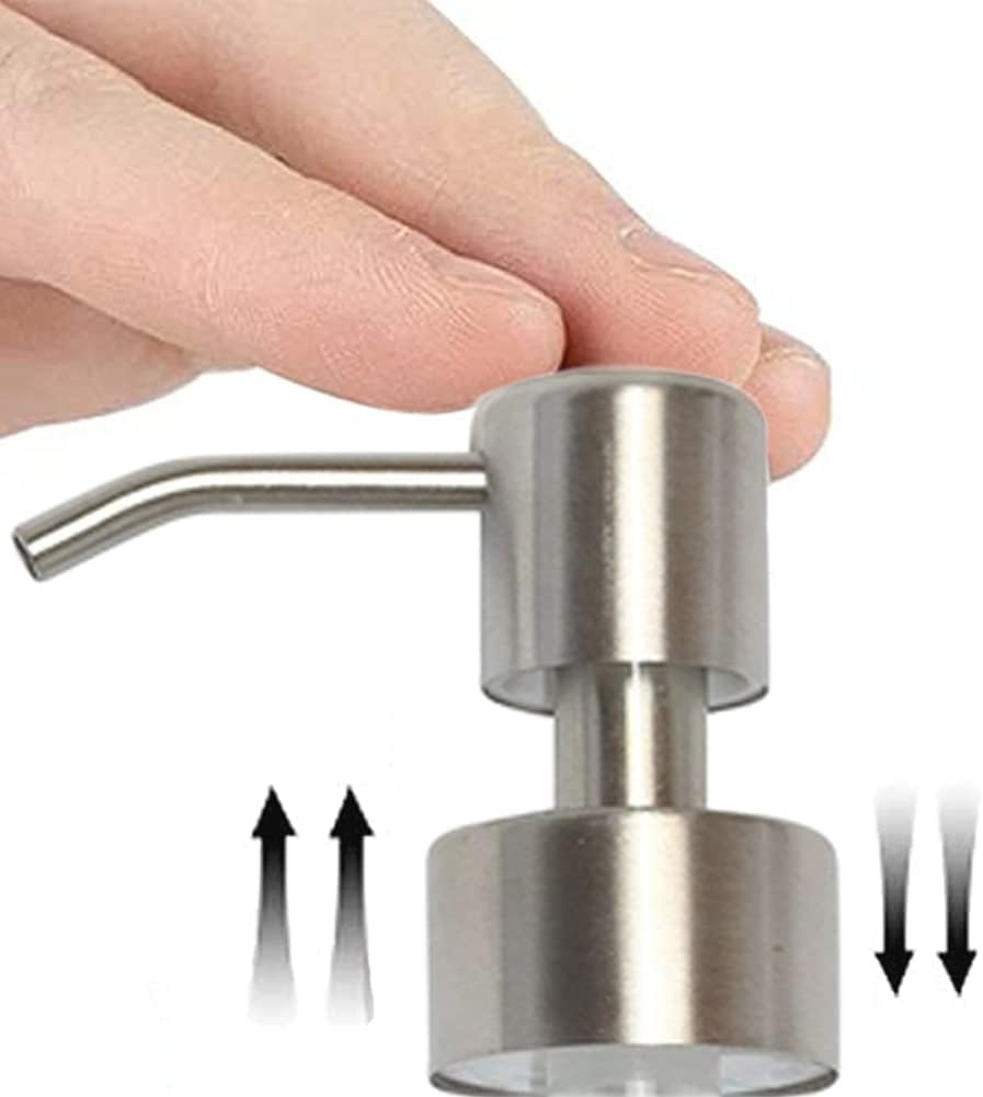 Mebamce Soap Dispenser 304 Stainless Steel Pump Head 28/400 (26 Mm - 28Mm) Neck Size Replacement for Kitchen Bathroom (Silver) image number 1