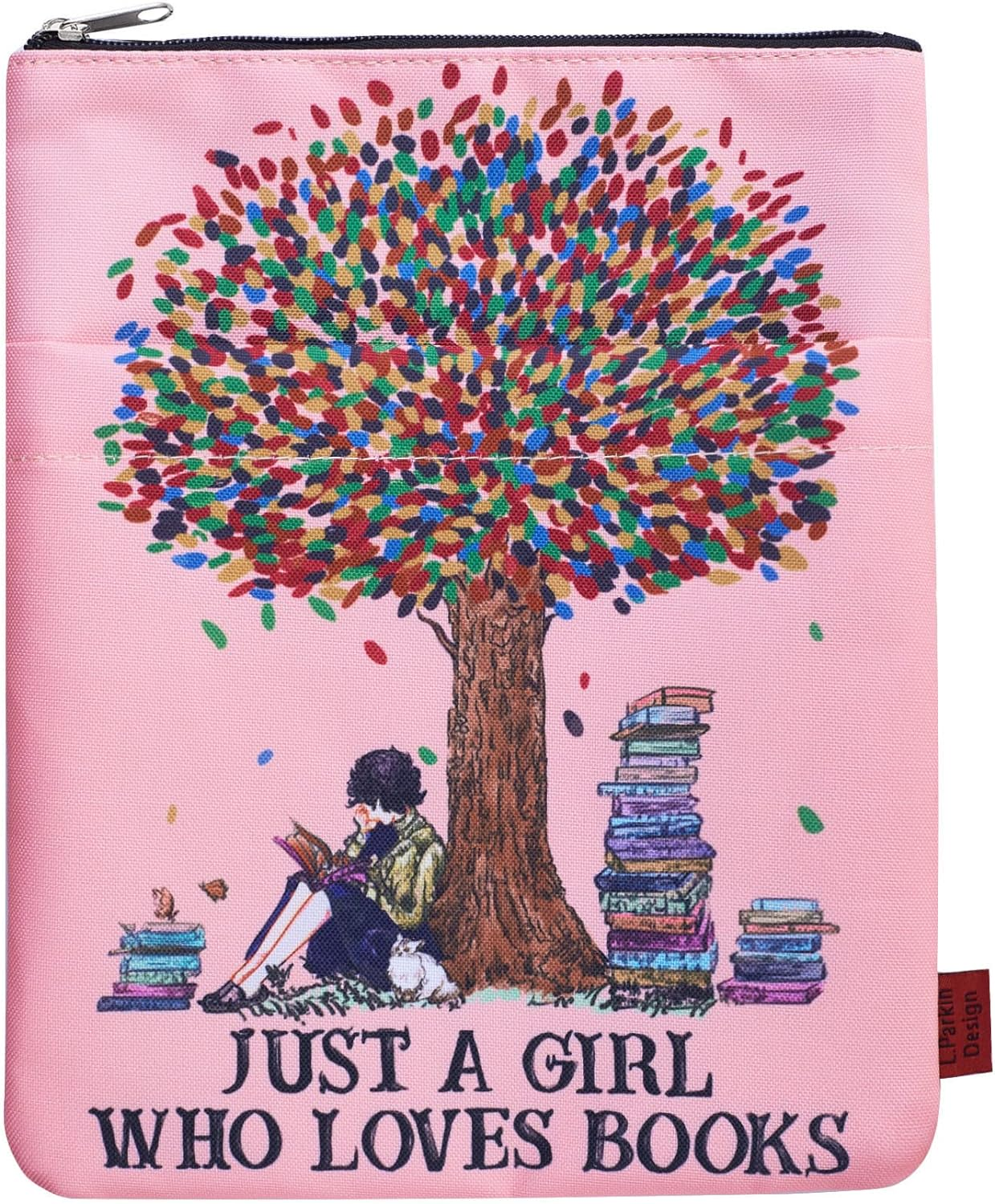 Just a Girl Who Loves Books, Book Sleeve with Zipper,Book Nerd Gifts, 11X8.5 Inch, Washable Fabric image number 1