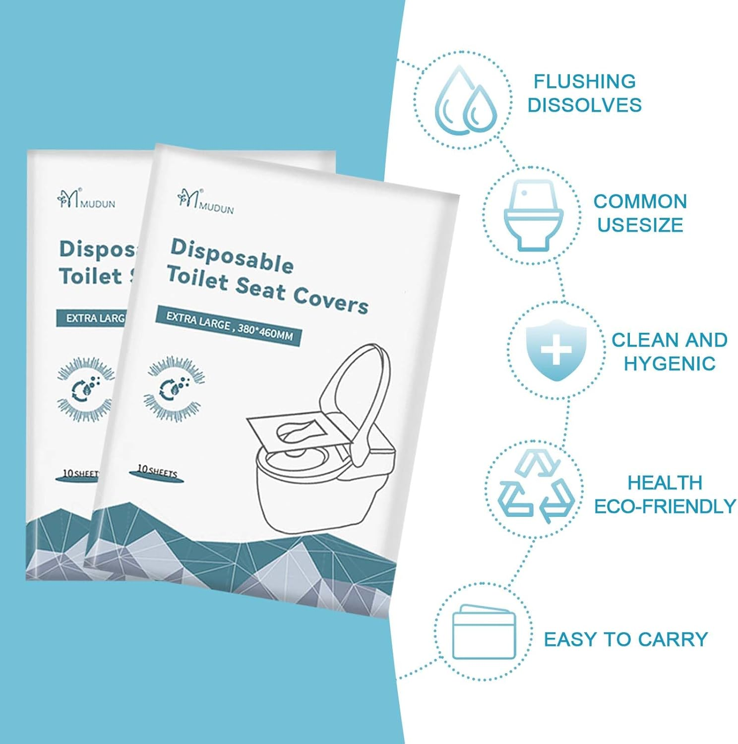 100 Pcs Disposable Toilet Seat Covers, Portable Flushable Paper Toilet Seat Cover for Travel,Public Restrooms,Airplane,Camping,Road Trips（460&times;380Mm）