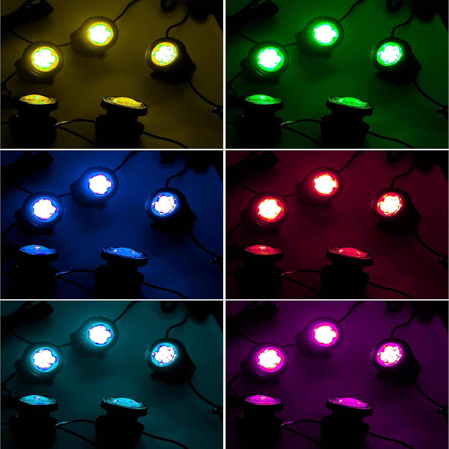 T-SUN Solar Pond Lights, 5 Headlamp RGB LED Spotlights Color Changing Submersible Fountain Lights, Underwater Solar Fish Tank Light Adjustable Lighting Angle for Garden Fountain, Pond, Pool Decoration