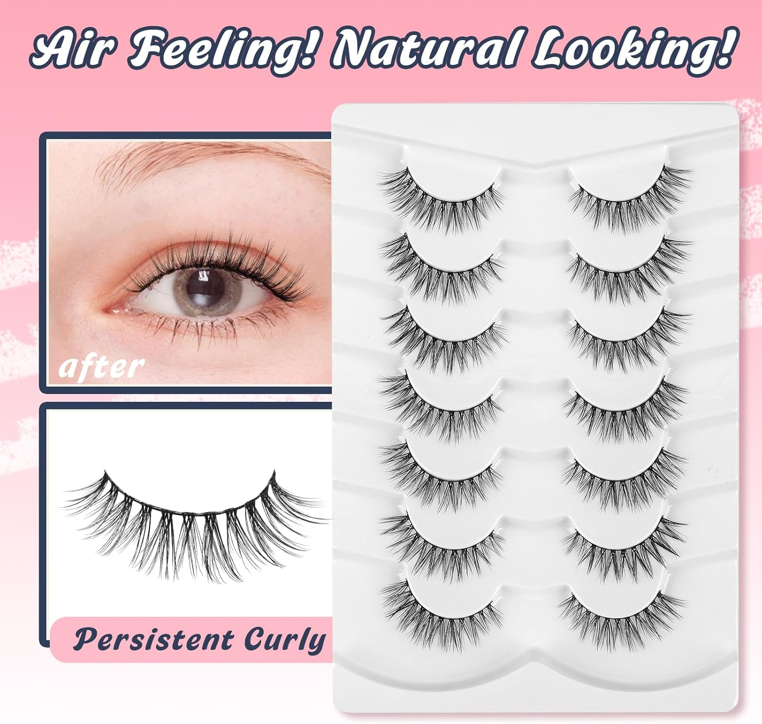Siligli Natural Cat Eye Eyelashes, Artificial Eyelashes, Fine Eyelashes, Fluffy Eyelashes, Pack C Curl Eyelashes, Soft Artificial Eyelashes, 12 Mm, Short Eyelashes, Siligli 7 Pairs image number 1