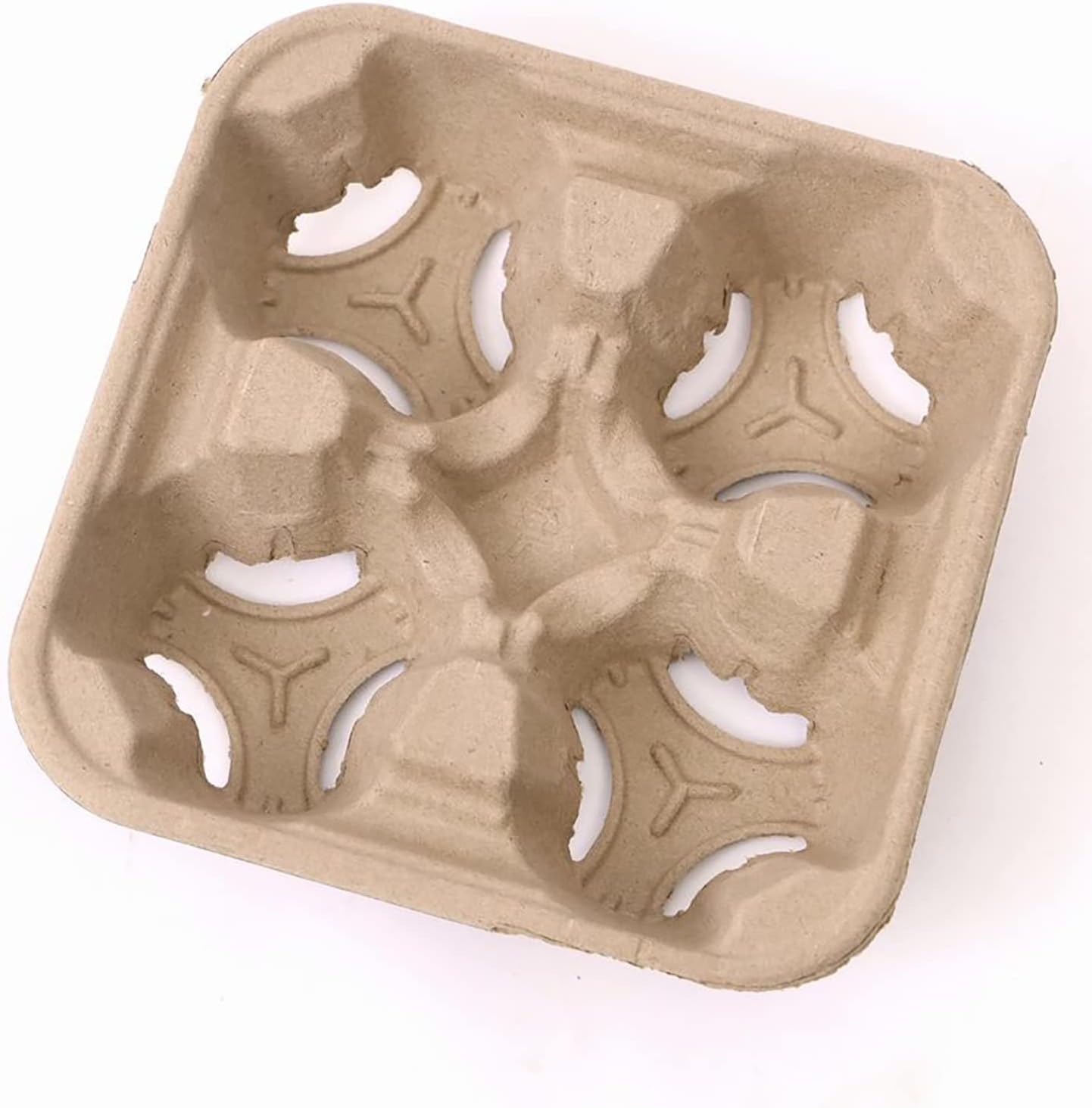 4 Cup Drink Carriers Disposable Coffee Take Out Trays 100 Pcs Pack Pulp Fiber Delivery Cups Holder for Hot and Cold Drinks image number 5