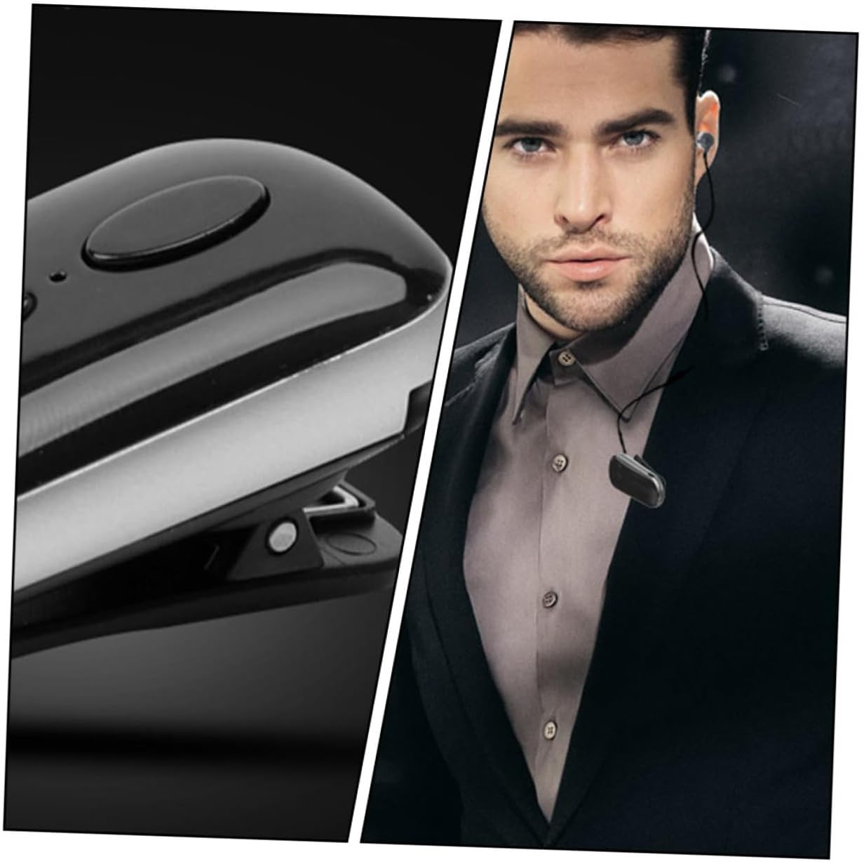 KICHOUSE Wireless Sports Earphone Clip-On Earbud Mini Professional Headphones for Running Fitness Retractable Cable Black image number 1