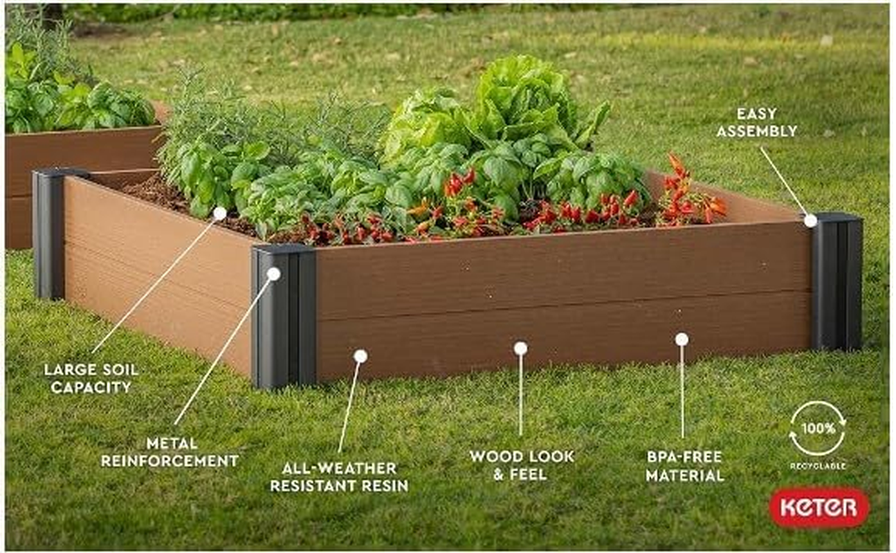 Keter Vista Outdoor Garden Bed, Brown image number 5
