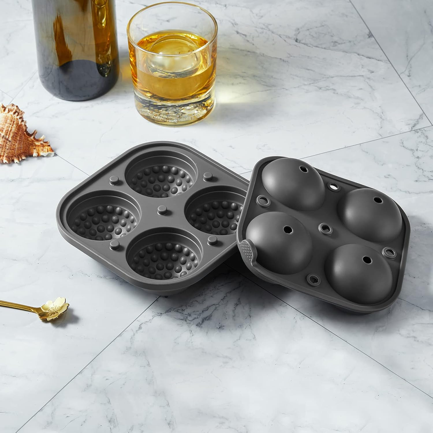 Golf Ice Cube Trays, 2.5" Large Sphere round Golf Ice Cube Mold for Cocktails, Whiskey, Bourbon Chilling, Fun Shapes Silicone Big Circle Ice Cube Trays W/Funnel image number 5