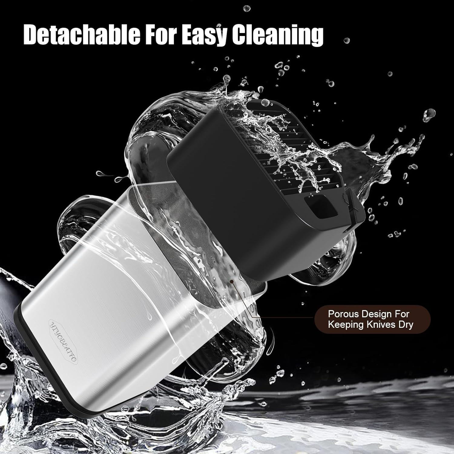 Knife Block Holder,Universal Knife Block without Knives, Space Saving Knife Storage and Protect Blades, Unique Modern Design with Knife Sharpener and Scissor Slot. image number 3