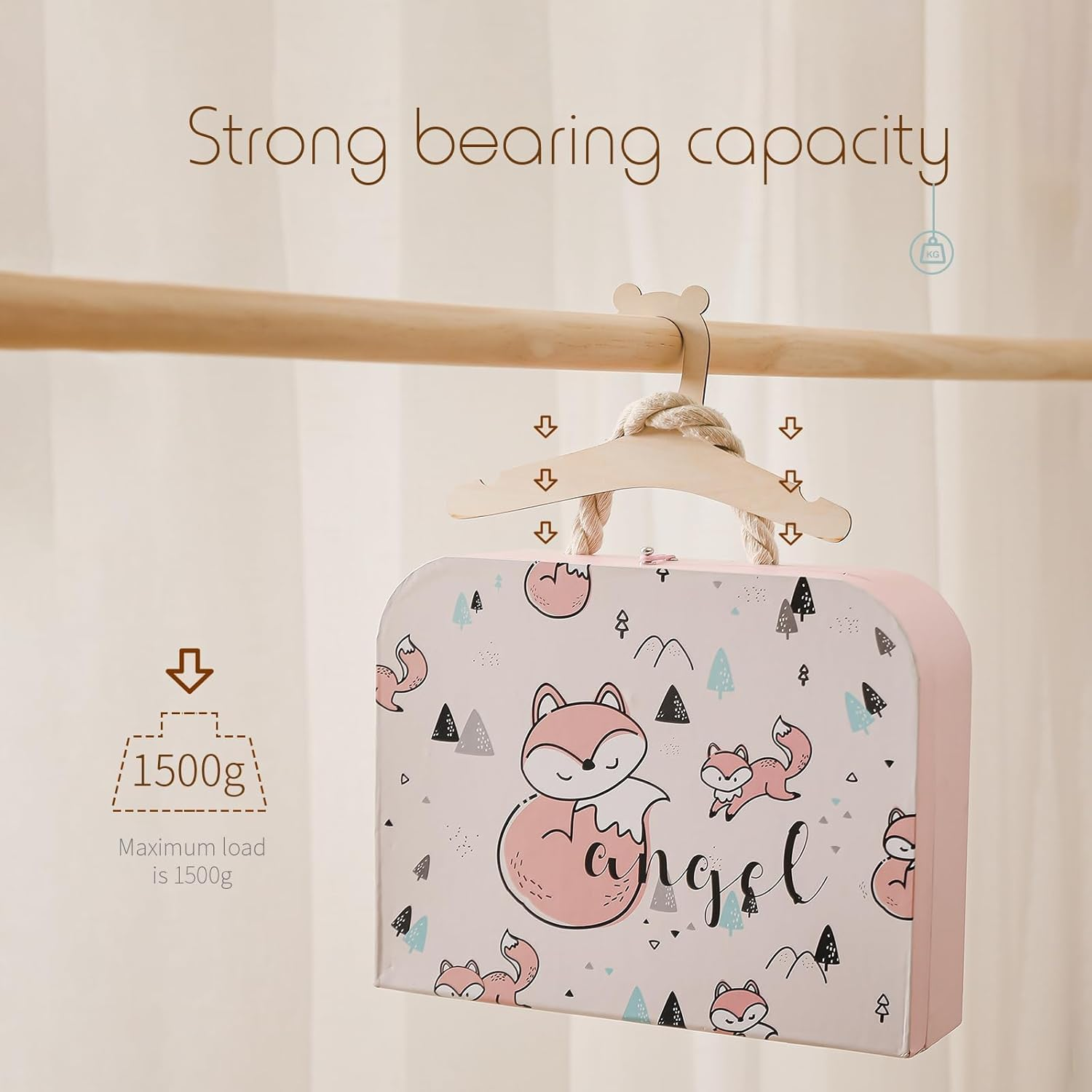 10 PCS Baby Hangers, Baby Coat Hangers, Kids Wooden Hangers, Non-Slip Hangers Newborn, Space Saving Wooden Hangers, Cute Shape Kids Hangers for Clothes, Vests, Blouses and Pants image number 4