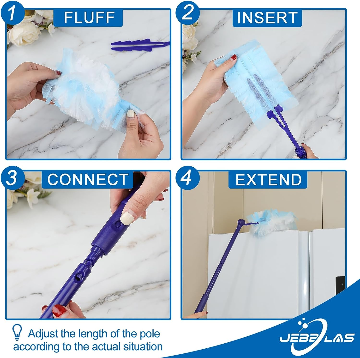 JEBBLAS Disposable Dusters Refills, Heavy Duty Electrostatic Duster Head, Total 20 Count - 20 Duster Refills image number 4