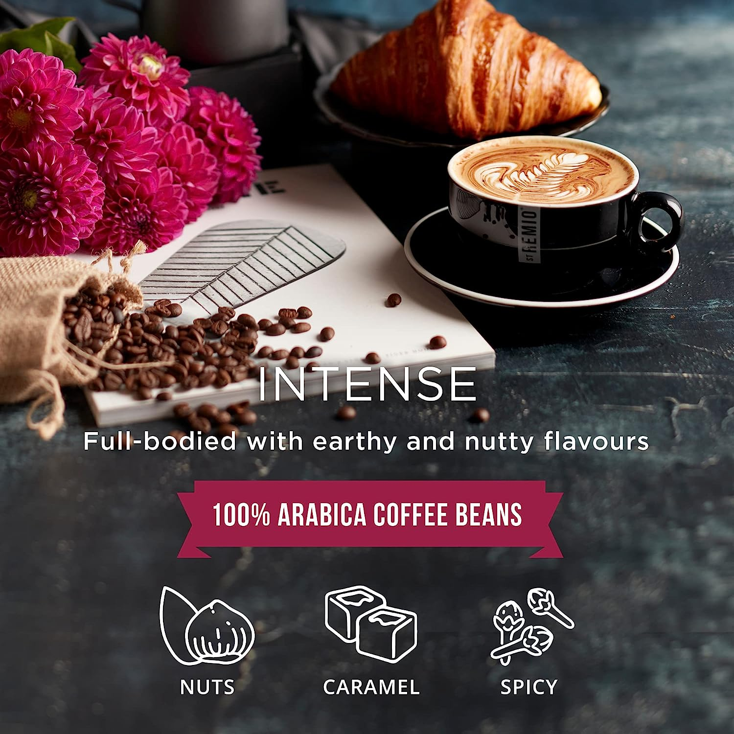 St Remio Intense Coffee Beans 500G. Medium Dark Roasted Bean. Arabica Strong Coffee Beans for Long Black, Latte, Cappuccino, Espresso Coffee Machines. Rainforest Alliance Certified Roasted Coffee image number 5