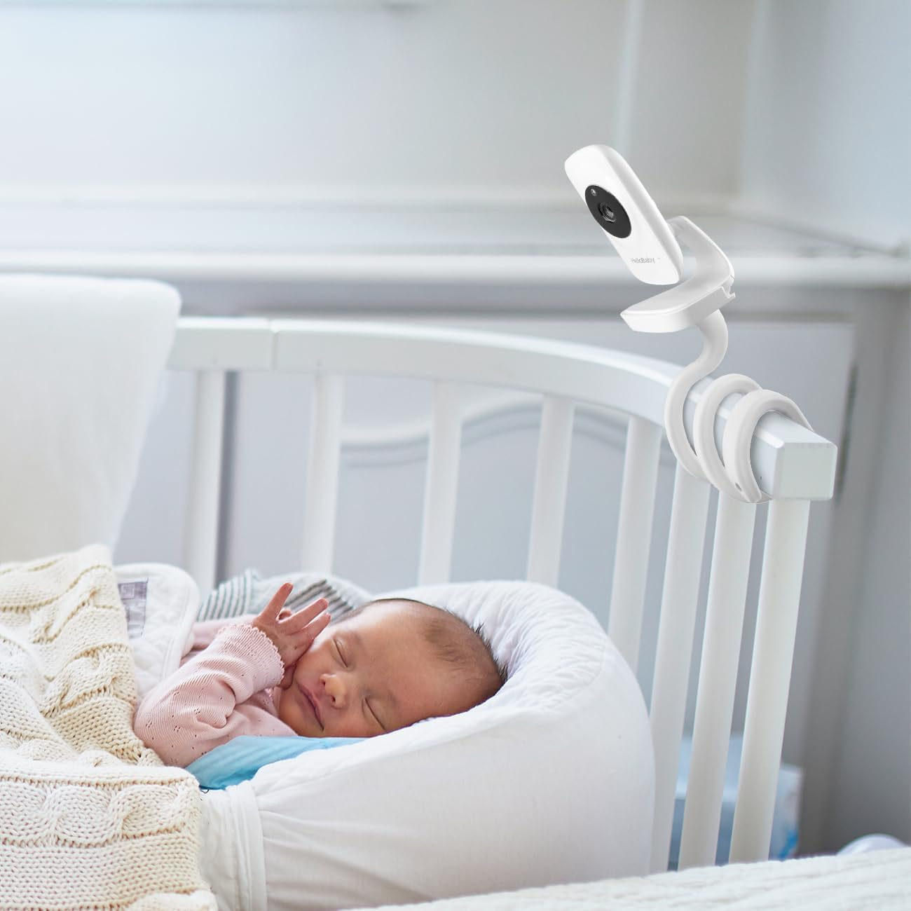 Flexible Mount for Hello Baby HB50 Baby Monitor - 40Cm Adjustable Bendable Holder, Tool-Free Installation for Cribs, Strollers & More image number 4