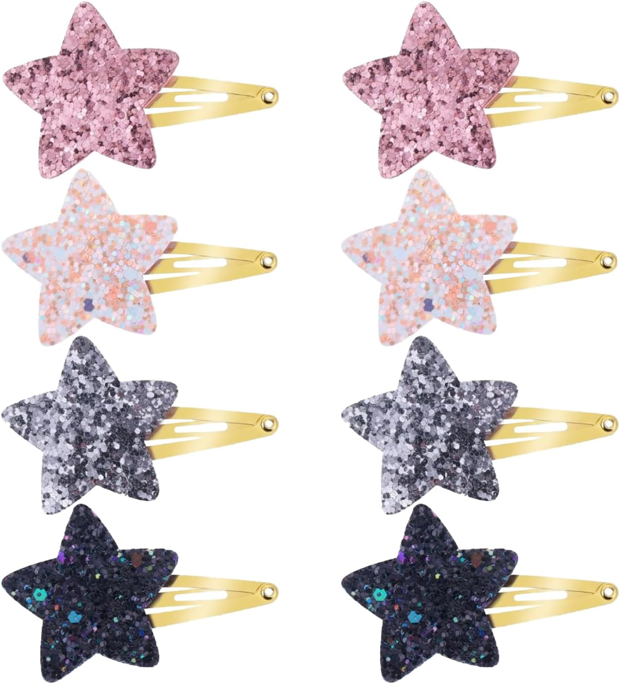 Glitter Star Hair Clips Girls, 8 Pieces Cute Star Hair Clips Metal Snap Hair Clips Girls, Pentagram Hair Clips Y2K Accessories for Toddlers Women Girls Party Birthday Hair Clips Styling image number 2