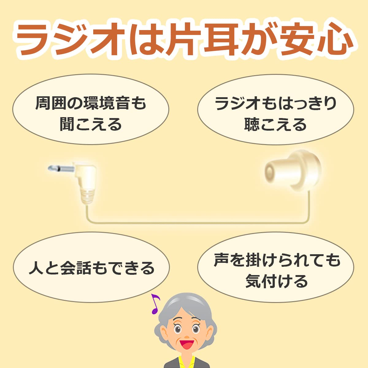 ELPA Radio Earphone White 1M RE-11L (IV) image number 4