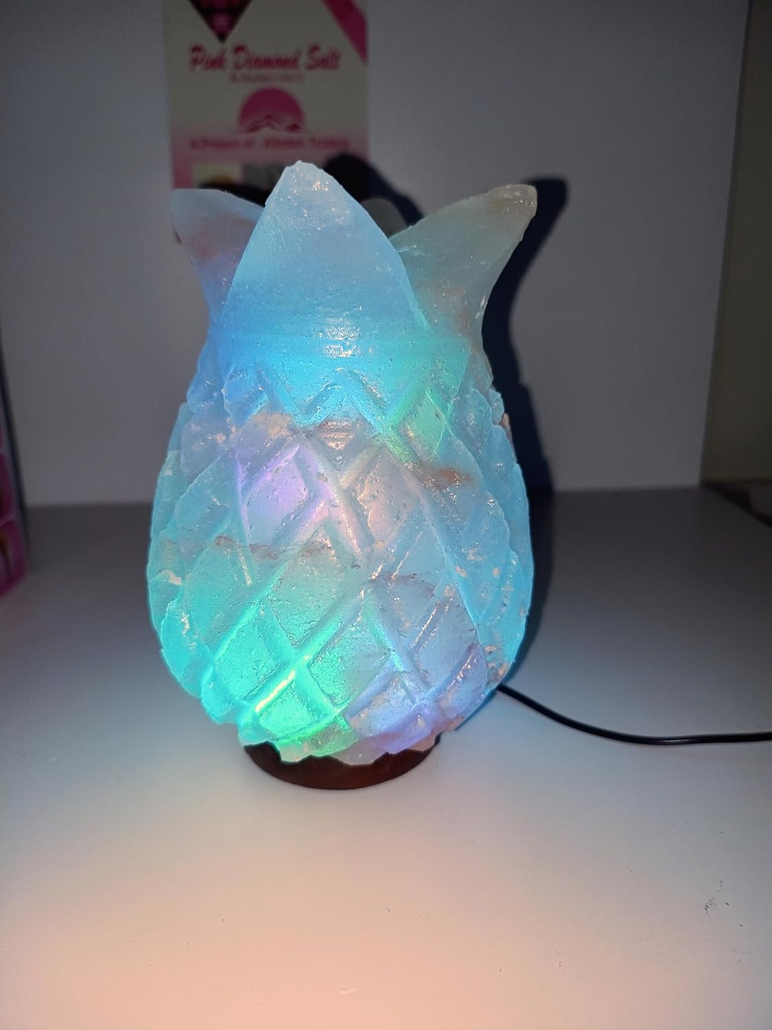 Himalayan Premium Multi Colour Pineappple Salt Lamp 100% Authentic, Beautifully Hand Crafted Pineappple Salt Lamp Comes with Complete Electric Fitting image number 5