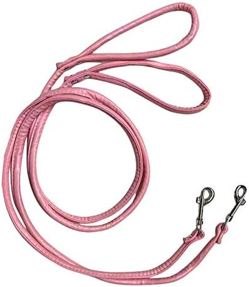 2 X Small Dog PU Leather Leads Pup Pet Leashes Pink image number 1