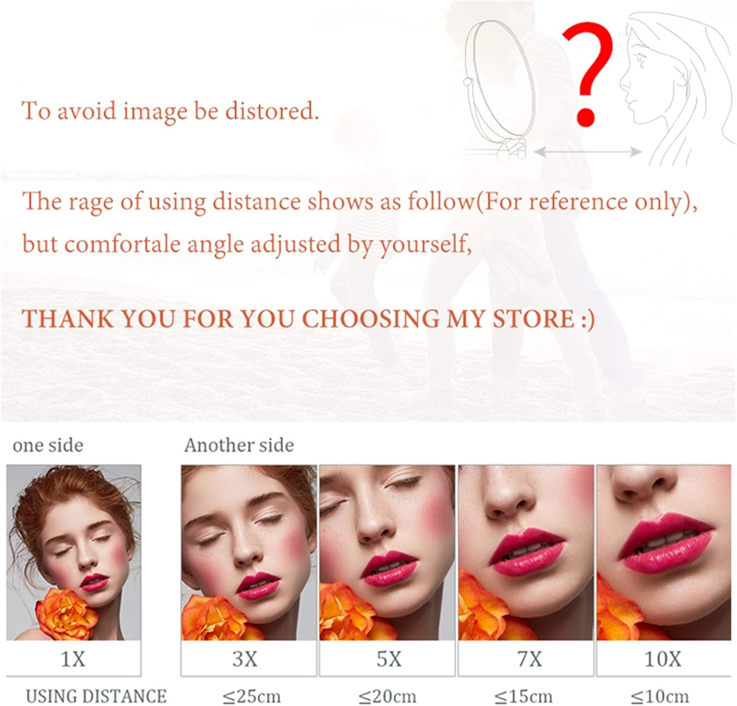 8" Wall Mounted Makeup Mirror, Double Sided Magnifying Mirror, 360&deg; Swivel Extendable Shaving Vanity Mirror for Bathroom,Brushed Gold,10X image number 4