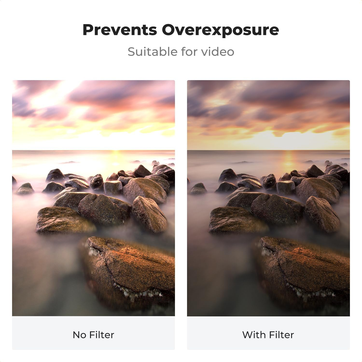 K&F CONCEPT 52Mm Variable ND Lens Filter ND3-ND1000 (1.5-10 Stops) Putter Adjustable HD Neutral Density Filter with 28 Multi-Layer Coatings for Camera Lens (Nano-X Series)