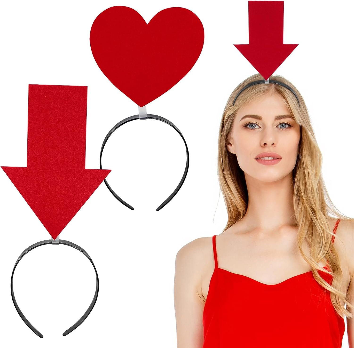TOYANDONA 2-Piece Funny Headband Set: Hair Band, Heart-Shaped Hoops, Creative Halloween Headband, Carnival Headband Decoration for Festivals, Birthdays, Valentine'S Day Accessories image number 2