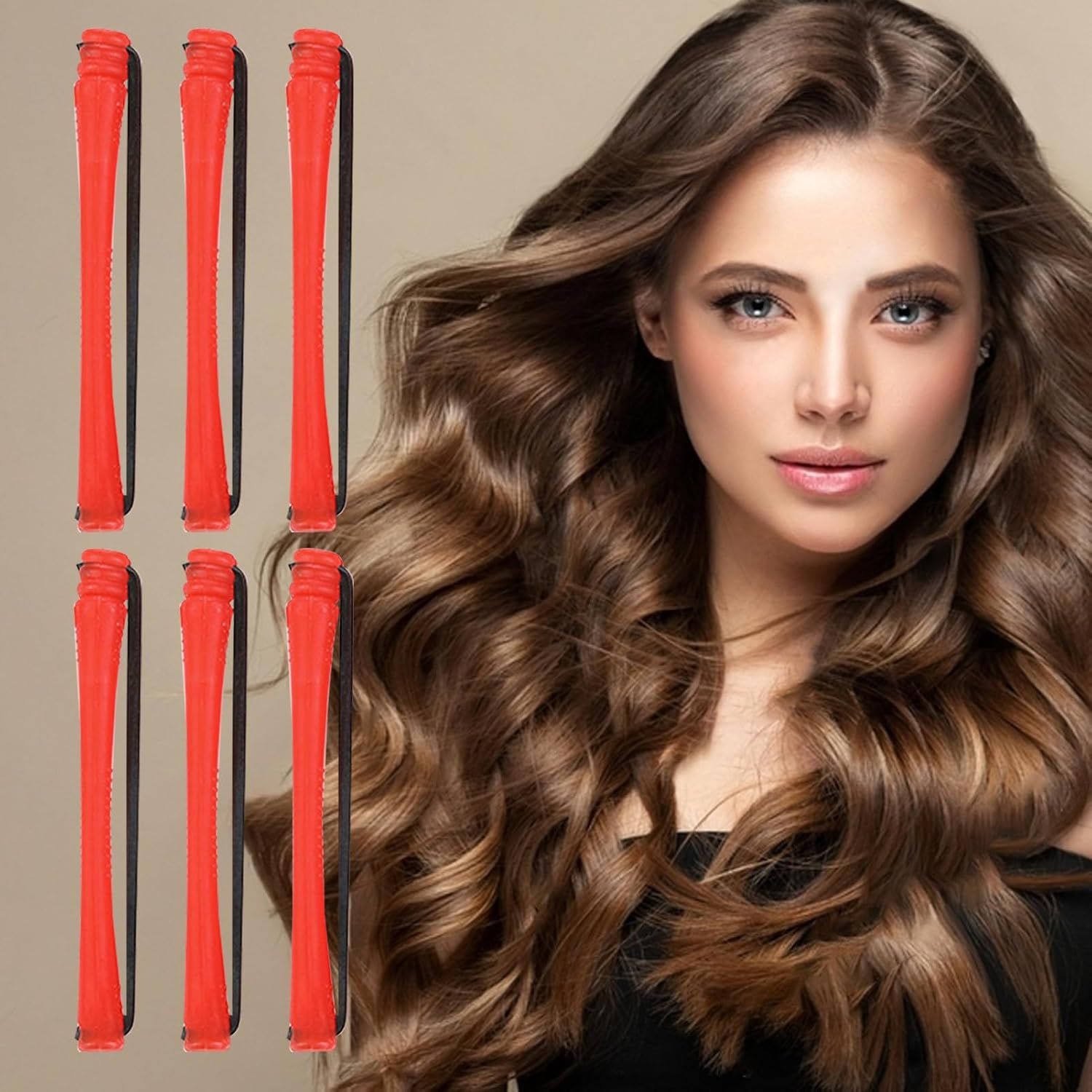 Heat Free Curlers, Heat Free Curling Rod - 12X Curlers for Long Hair with Elastic Bands | Portable Heatless Styling Tool for Women Home Use And image number 2