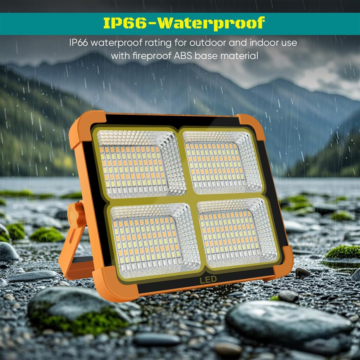 HAOON LED Work Light with Rechargeable Battery 4800Mah 10000 LM, Portable Solar Camping Lights, IP66 5 Lighting Modes Worklight for Outdoor Building Emergency Car Repairing
