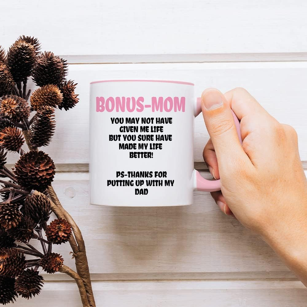 Fatbaby Bonus Mom Coffee Mug,Funny Coffee Mug Gifts for Step Mom from Daughter Son Stepdaughter,Mother'S Day Birthday Gifts for Stepmom