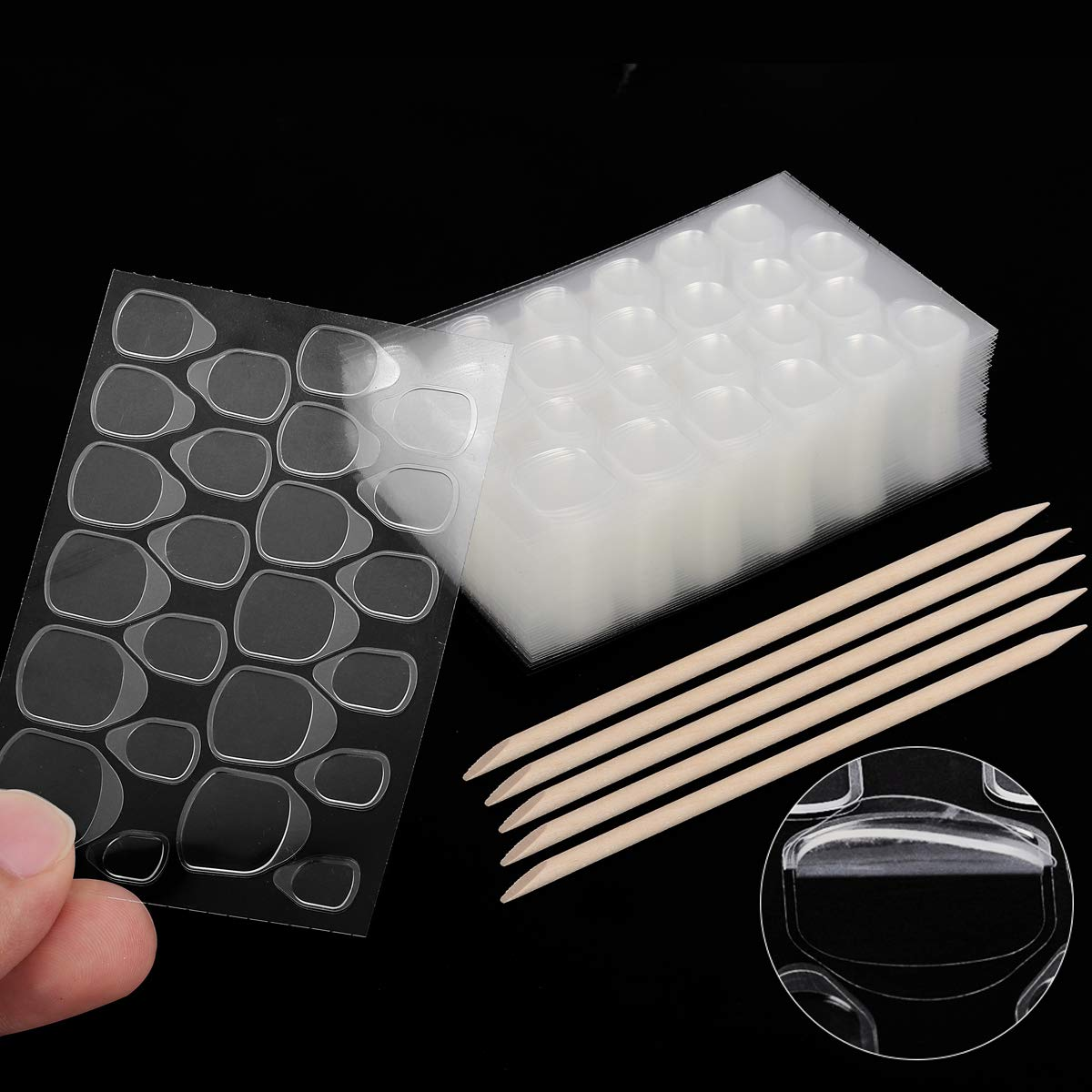 LIONVISON 50 Sheets Nail Adhesive Tabs - 1200 Pcs Double-Side Nail Glue Sticker, Waterproof Breathable Jelly Gel Nail Tape Glue Stickers for False Nails Tips (50 Sheet) image number 6
