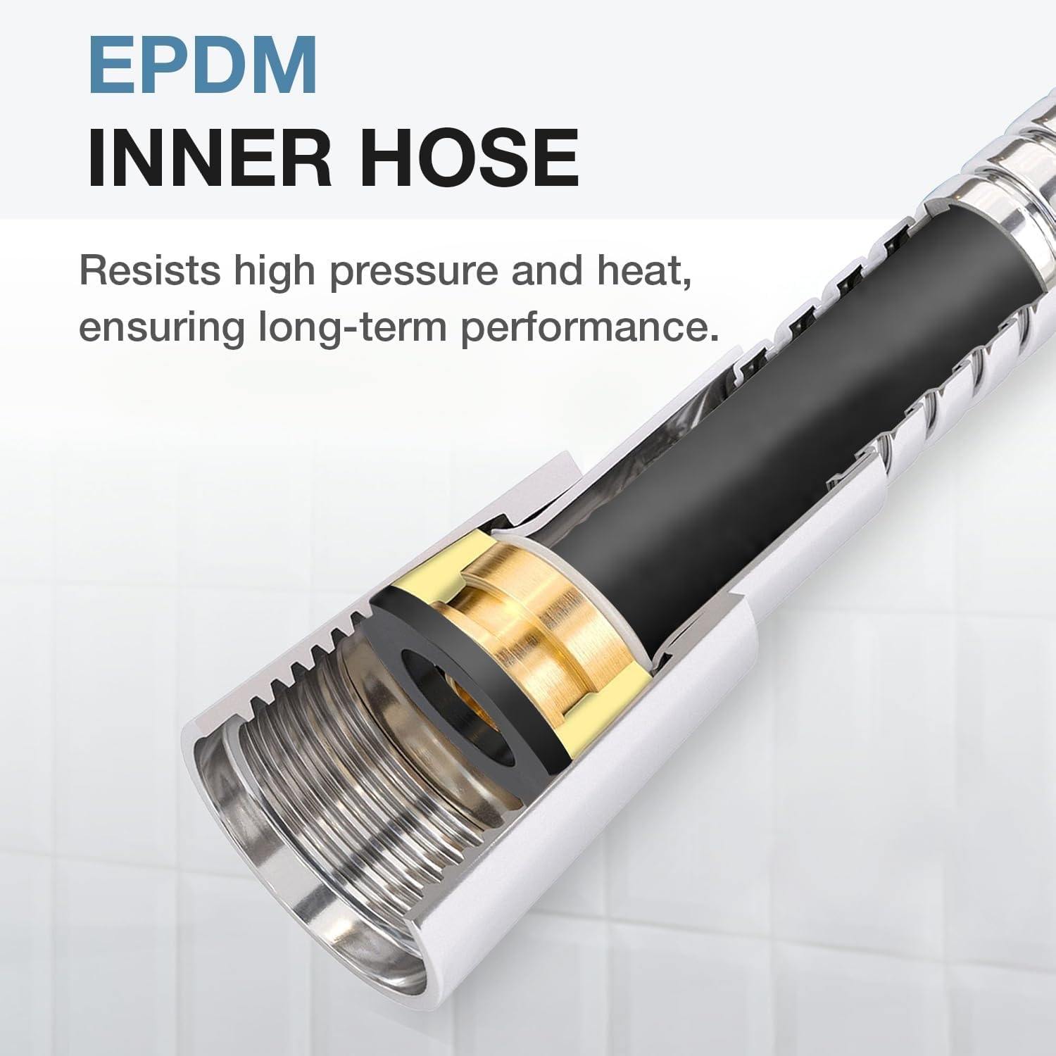 Yharnamite Shower Hose, 2M Stainless Steel Universal Shower Pipe Anti-Kink, Standard Replacement Hose, Explosion-Proof, Anti-High Pressure, High Temperature Resistant, Leak Proof Hose image number 6