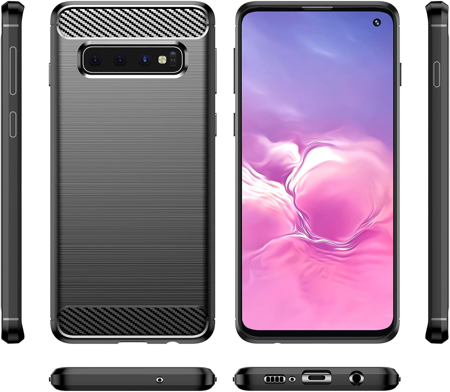 HEYUS for Samsung Galaxy S10 Case, Protective Carbon Fiber Case Cover Compatible with Samsung Galaxy S10 Lightweight Ultra Thin Slim image number 1