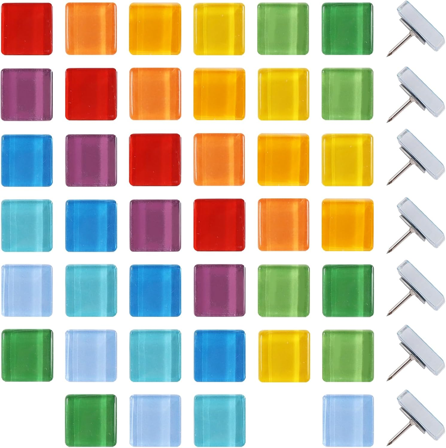 Vuzvuv Acrylic Colorful Square Decorative Push Pins for Bulletin Cork Board,Cute Thumbtacks Small Tile Pins for Home School, Office(30 Pcs) - Gold Heart image number 3