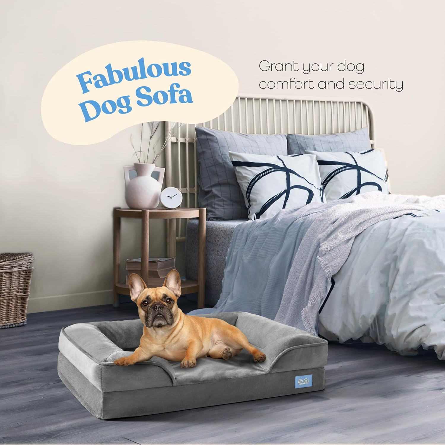 Orthopedic Sofa Dog Bed - Ultra Comfortable Dog Bed for Medium Dogs - Breathable & Waterproof Pet Bed- Egg Foam Sofa Bed with Extra Head and Neck Support - Removable Washable Cover with Nonslip Bottom image number 6