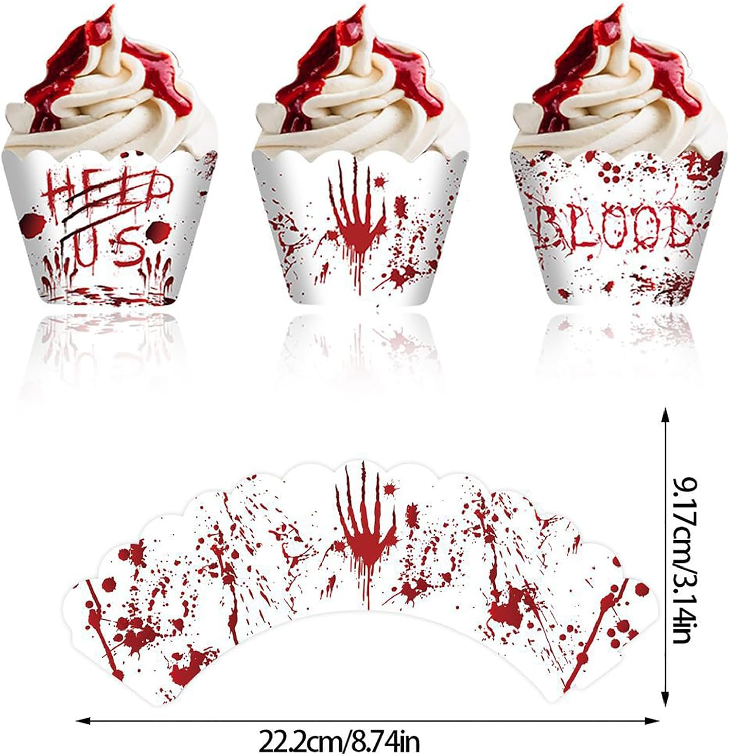 Halloween Party Cake Decorations Horror Bloody Hand Cupcake Toppers Baking Kitchen Dessert Food Supplies 24Pcs image number 6