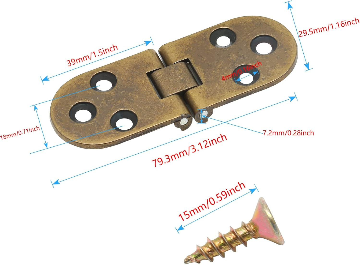 Piutouyar 4PCS Bronze Butler Tray Hinge, Heavy Duty Folding Flip Top Hinge 180 Degree round Edge Hinge for Folding Tables Sewing Machine Table Furniture Accessories 3.1Inch X 1.16Inch image number 6