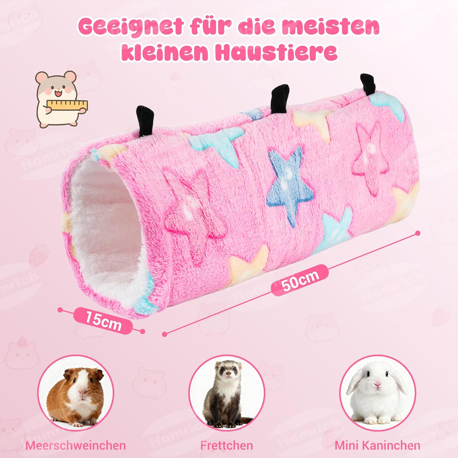 Homrich Guinea Pig Hammock & Guinea Pig Tunnel, Sleeping Mat for Small Animals, Pet Cage Accessories for Hamsters, Rabbits, Guinea Pig, Ferrets, Rats, Rabbit Accessories, Bed Toy