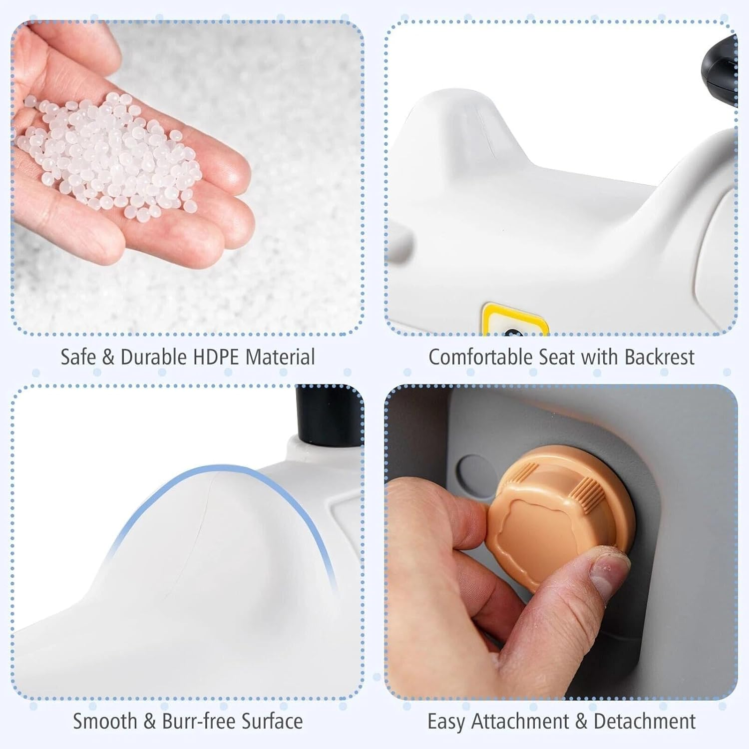 Techshining 3-In-1 Rocking Horse & Ride-On Car with Balance Board, Toddler Rocker with Wheels, 60&deg; Steering, Backrest & Anti-Roll Design for Kids image number 4