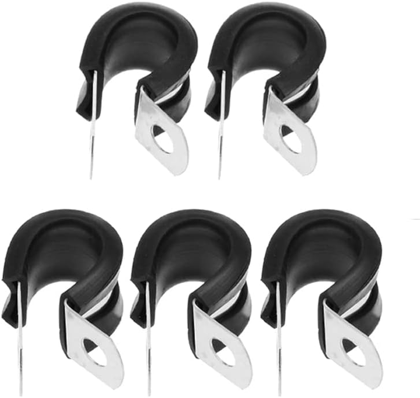 25Pcs 6Mm Rubber Cushioned Cable Clamps 304 Stainless Steel Hose Clips Pipe Holder Fastener for Securing Wire Cord, Tube image number 2