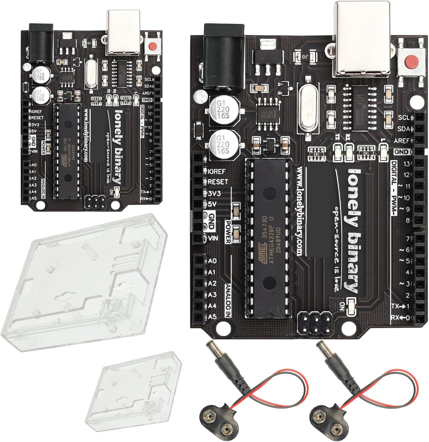 2- Pack UNO R3 Atmega328P Compatible Boards with USB Cable and Protective Case, Compatible with Arduino IDE, ESP32, Raspberry Pi (2-Pack Atmega328P Boards) image number 2