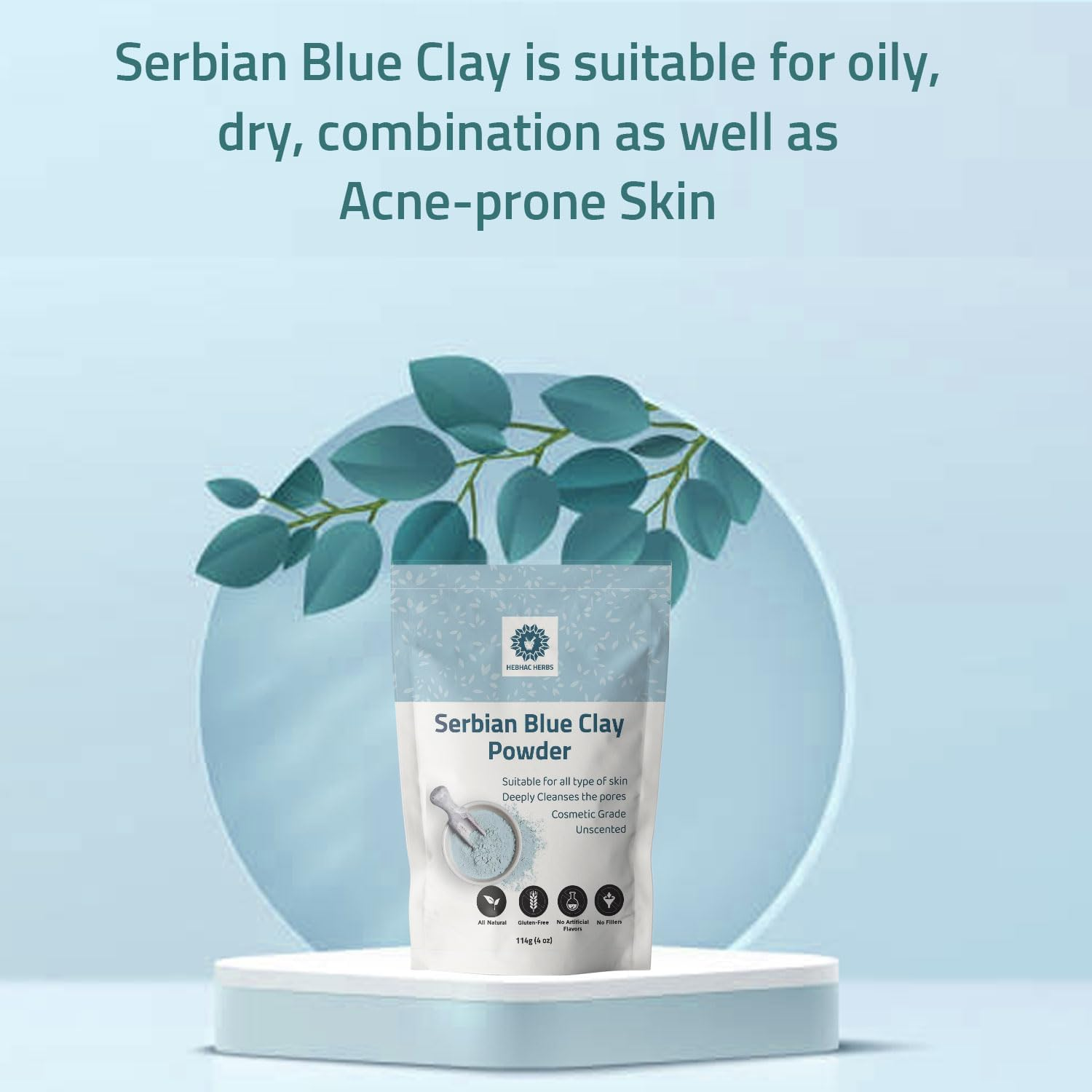 Serbian Blue Clay Powder for Facial Masks, Creams, Skin Tightening, Body Wraps, Scrubs, and Soap Making.