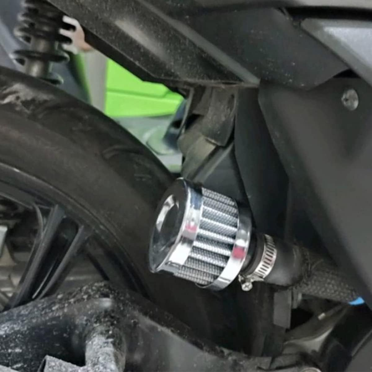 Air Intake Filter Breather, 0.47 Inch Universal Cold Air Filter, 12Mm Car Turbo Vent Air Intake Filter Cleaner, Crankcase Breather Compatible with Car and Motorcycle Engine Parts (Black) image number 1