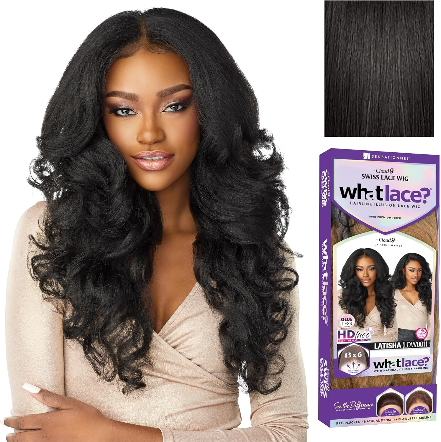 Synthetic Cloud9 What Lace Wig - LATISHA (1B off Black) - Brown image number 6