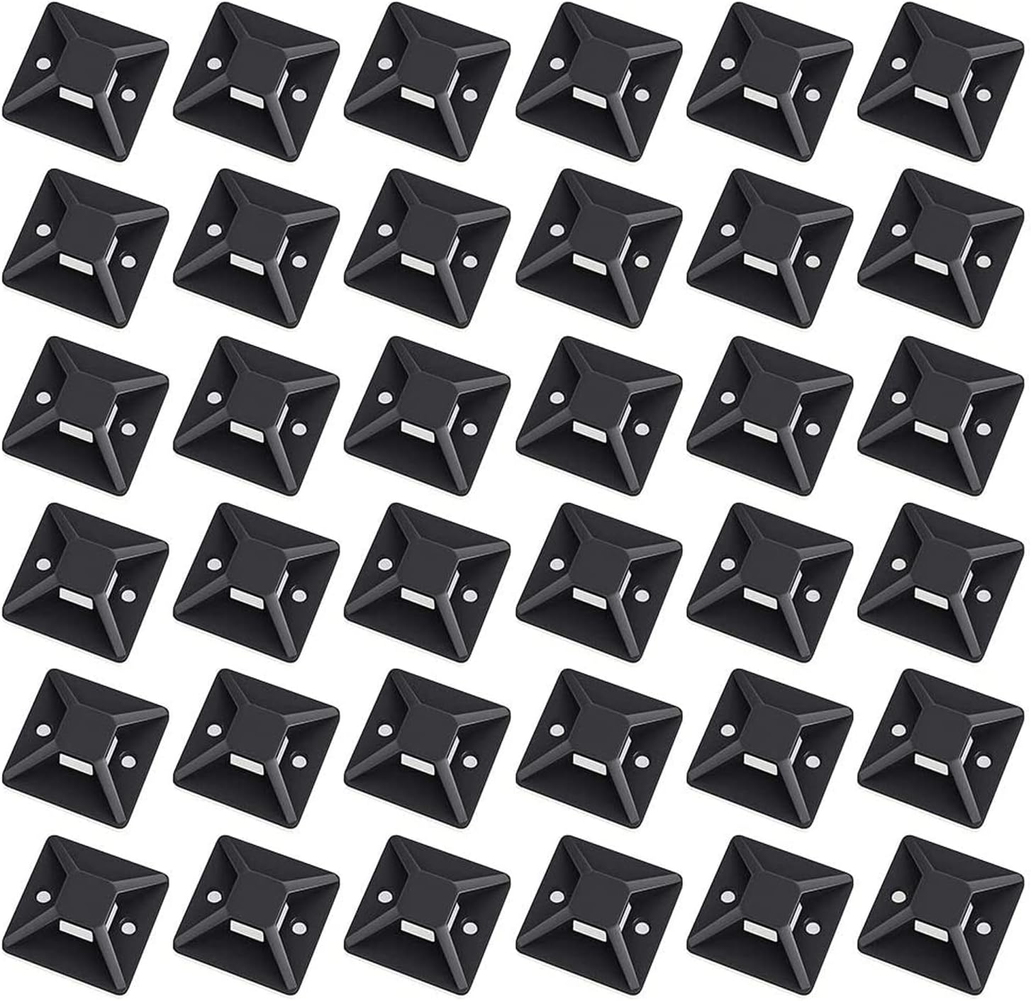 100Pcs Self Adhesive Cable Wire Zip Tie Mounts Base Clamps Clips Black 18X18 image number 6