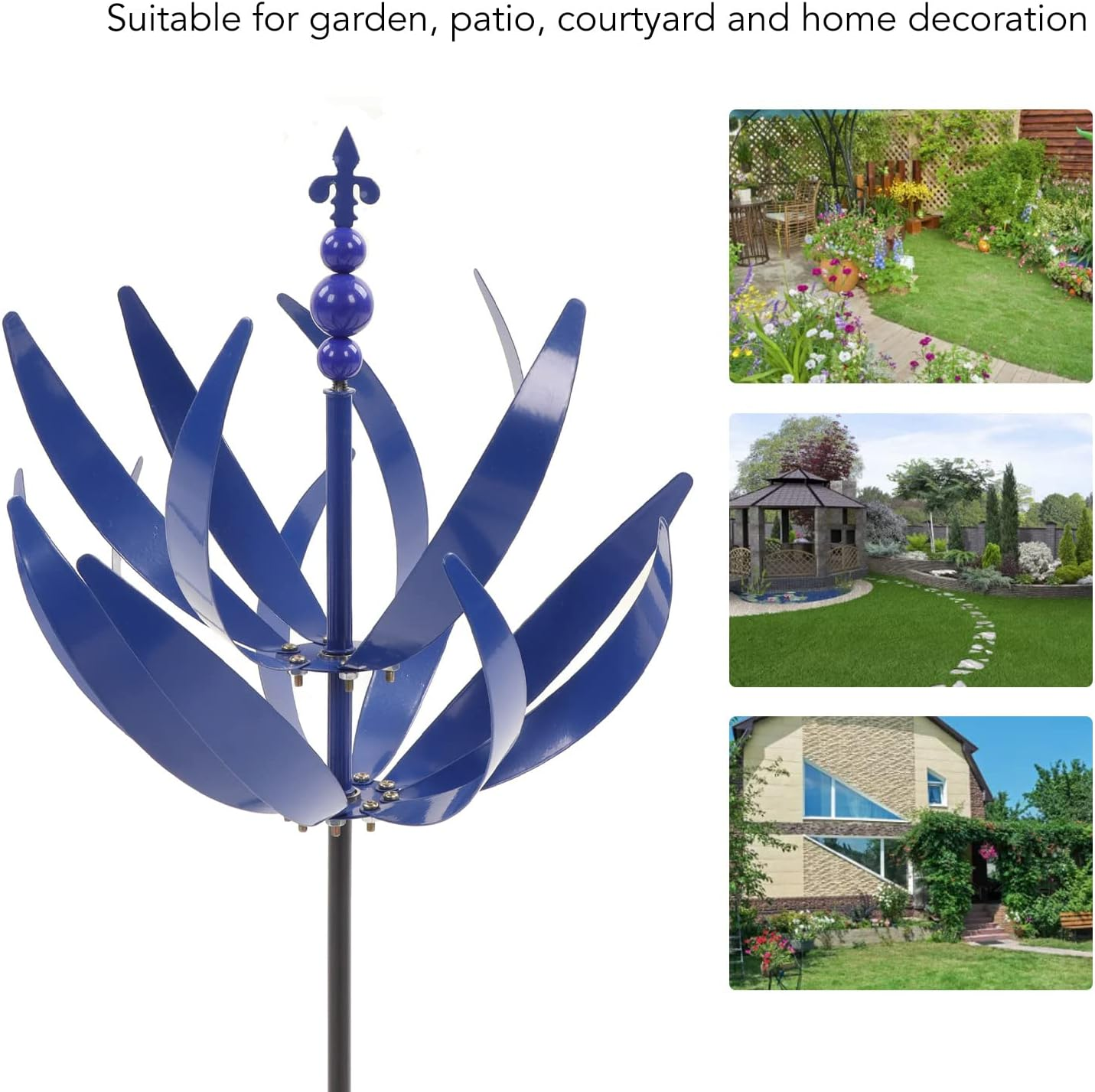 Wind Spinners, 7.9 X 35.4In Iron Yard Garden Wind Spinners Outdoor Metal Wind Spinners Beautiful Wind Sculptures Spinners for Yard Garden Outdoor Decoration image number 6