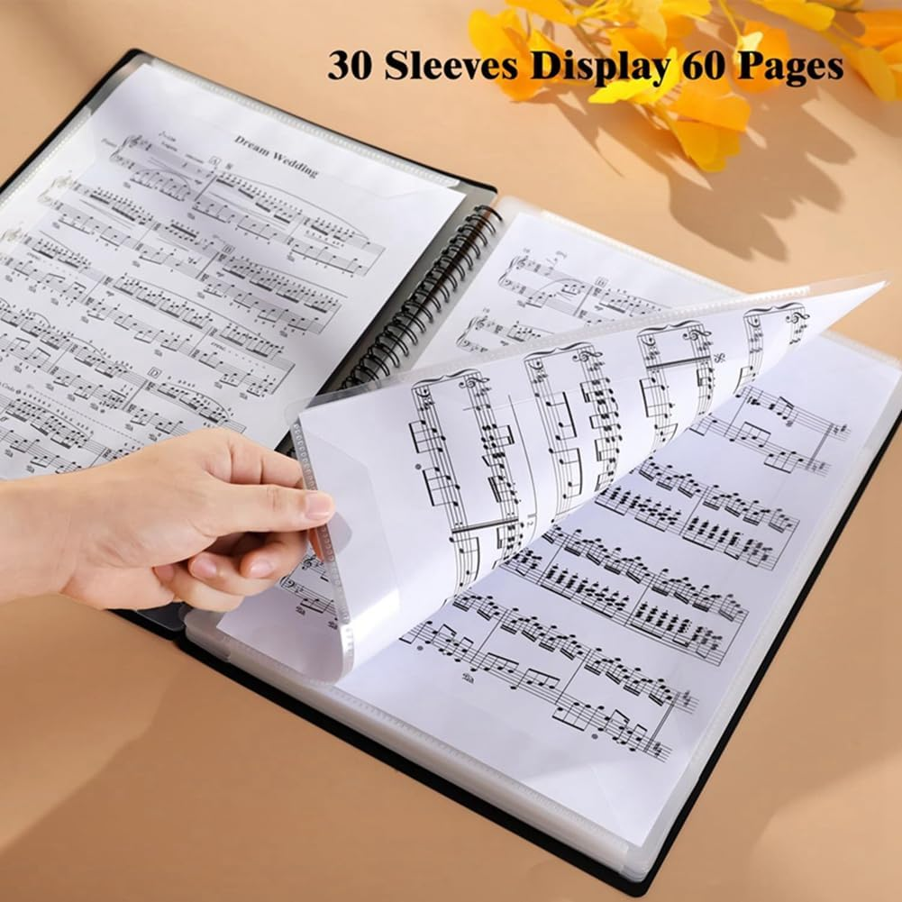 Sheet Music Folder, 60 Pages Capacity, Sheet Music Holder,Fits Letter Size A4, Writable & Detachable(Blue) Easy Install image number 4