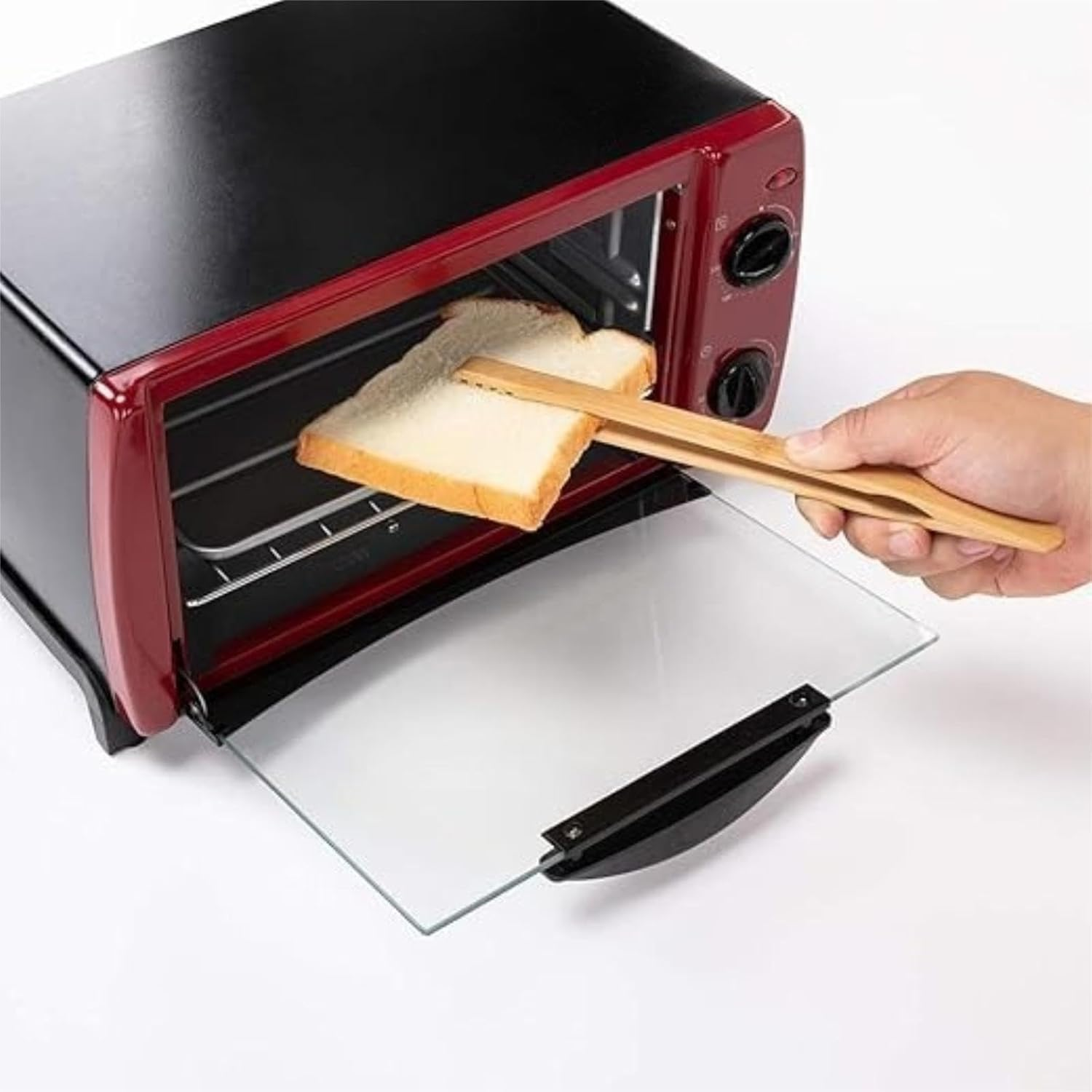 Kalione 2 Pieces Bamboo Kitchen Tongs, 10.2 Inches Toaster Tongs with Anti-Slip Design, for Toaster,Fruits, Kitchen Utensil, Salad, Pasta, Grilling, BBQ image number 4