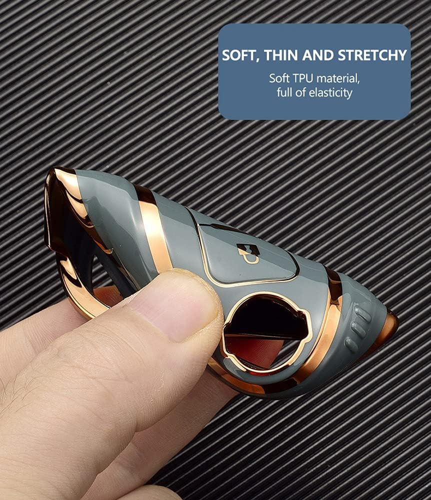 Ontto Car Key Fob Cover Fit for Nissan 350Z Qashqai J10 J11 X-Trail T31 T32 Kicks Tiida Pathfinder Murano Note Juke Key Case TPU Silicone Key Shell Key Holder Keychain Accessories Gray B image number 2