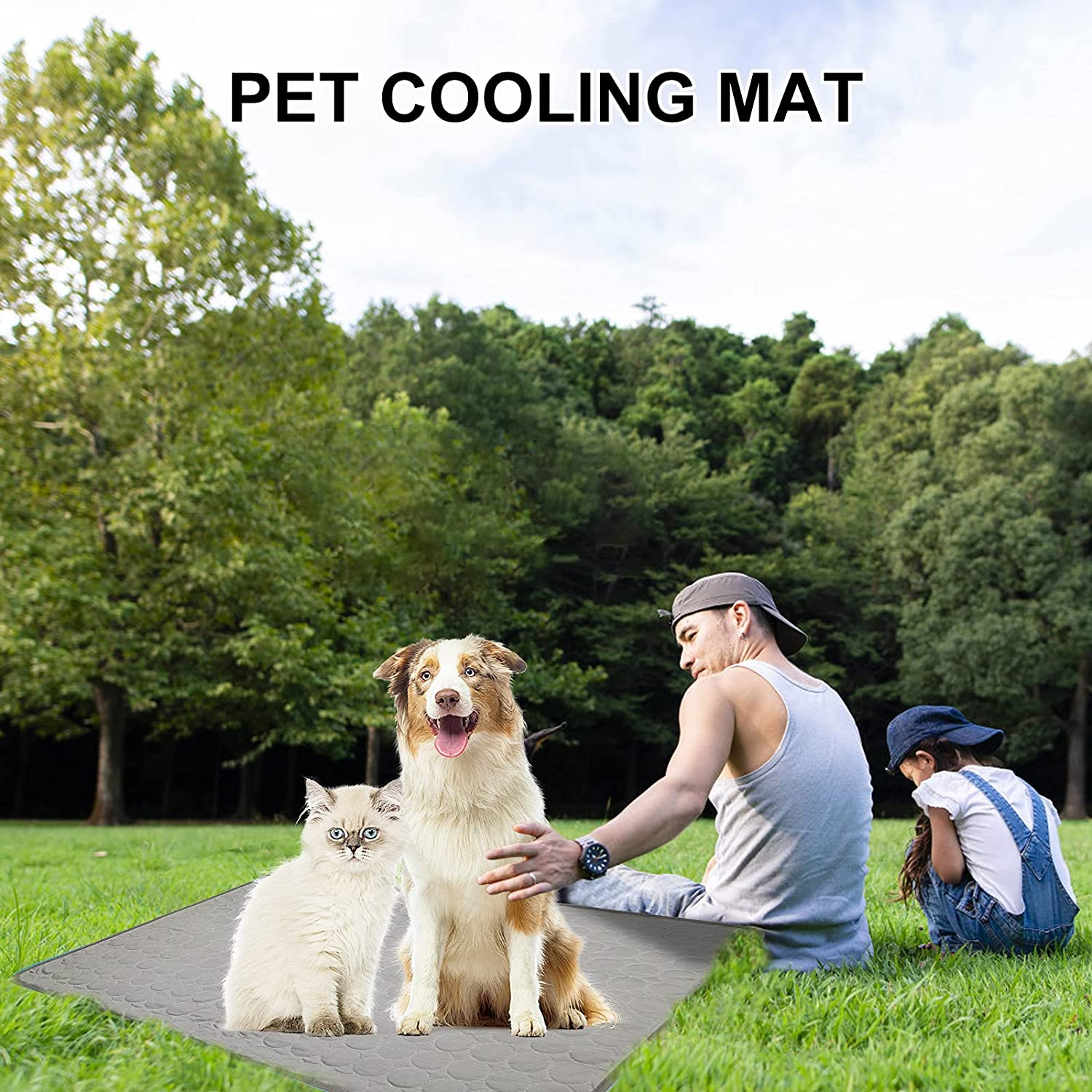 Pet Dog Cooling Bed Mats,Self Cooling Pet Dog Cool Mat Pads for Dogs Cats Indoor and Outdoor (X-Large, Grey) - Blue image number 4