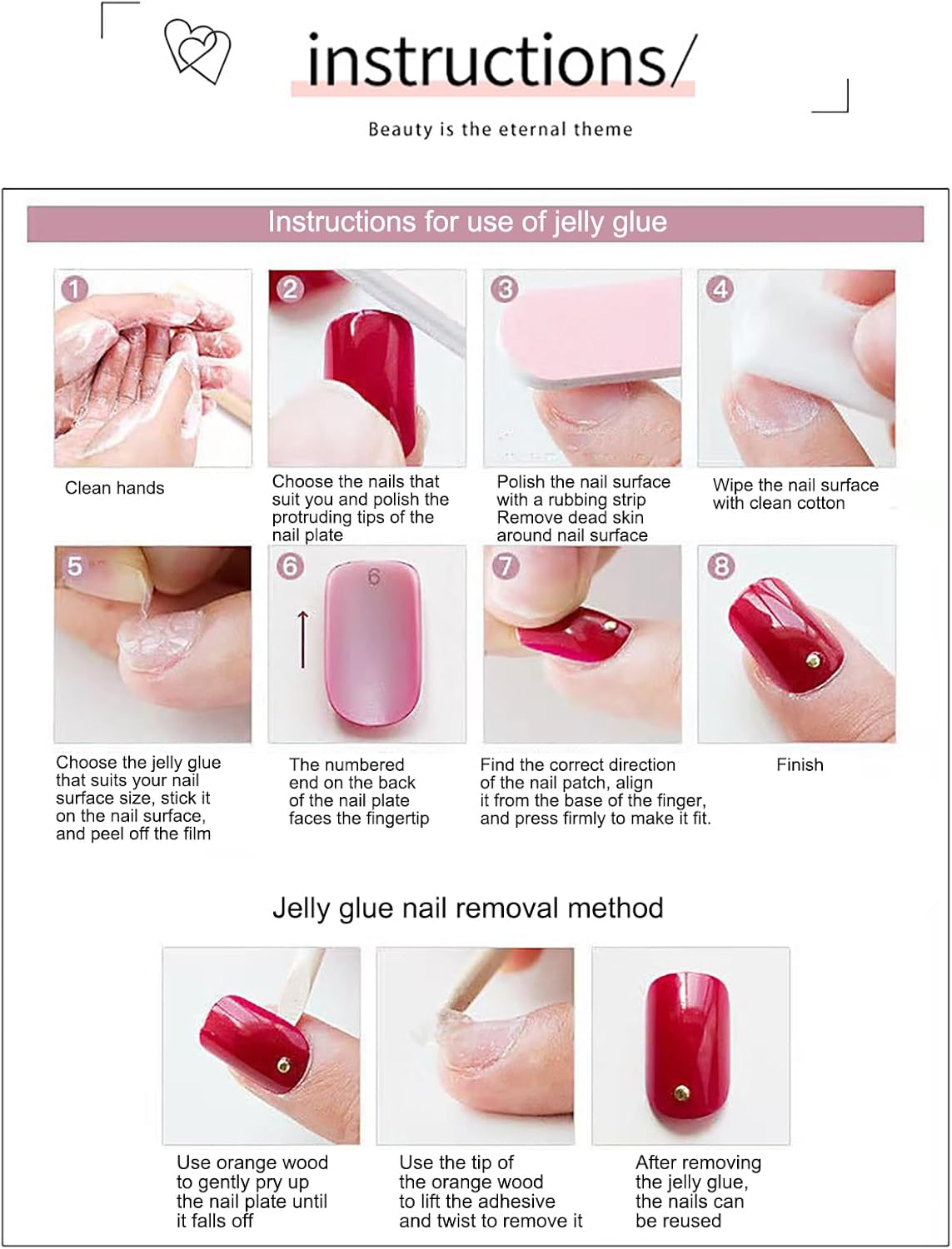 Nail Tips Set, 24PCS Full Cover Fingernails for Extensions, Acrylic Press on Nails, Soft Gel Fake Tips, Soak Off, for Art Salons and Home DIY, 015 image number 3