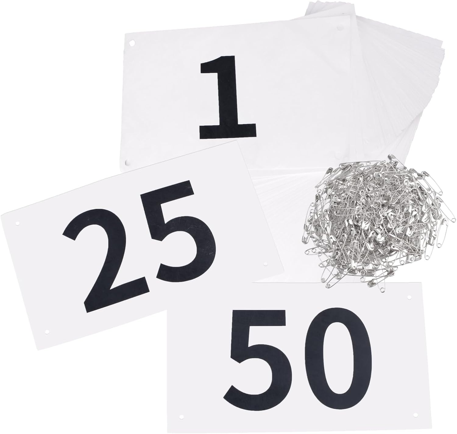 TRIWONDER Tyvek Running Bib Competitor Numbers with Safety Pins, Running Numbers Paper Tags, Tearproof and Waterproof 4 X 7 Inches for Marathon Races and Events Sports Games