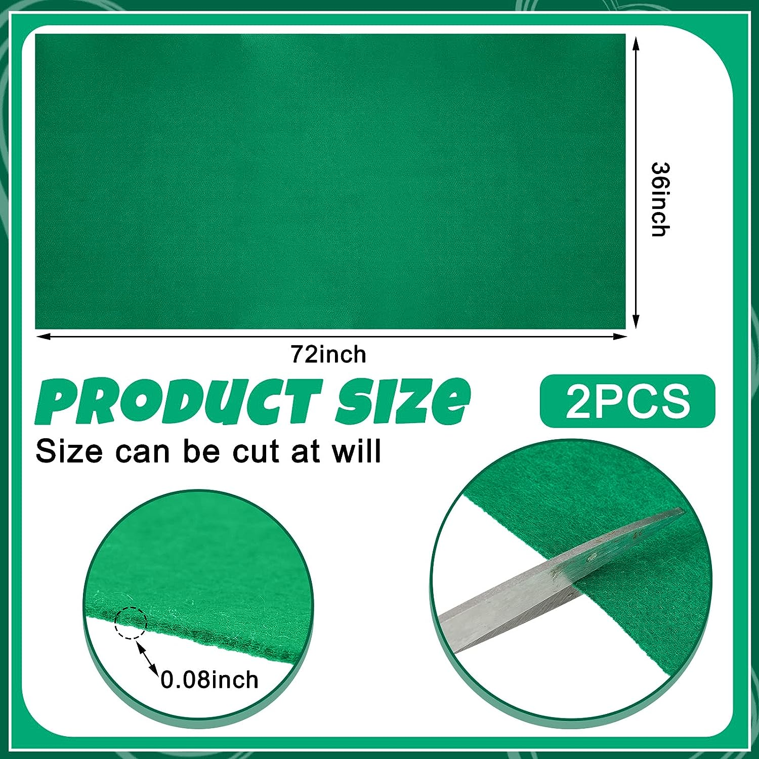 Mixweer 2-Piece Poker Table Top Mat Set &ndash; Premium Green Felt Poker Table Cover (36" X 72") & Casino-Grade Mat, Reversible Foldable Surface for Texas Hold, Blackjack, Dominoes, and Card Games image number 3