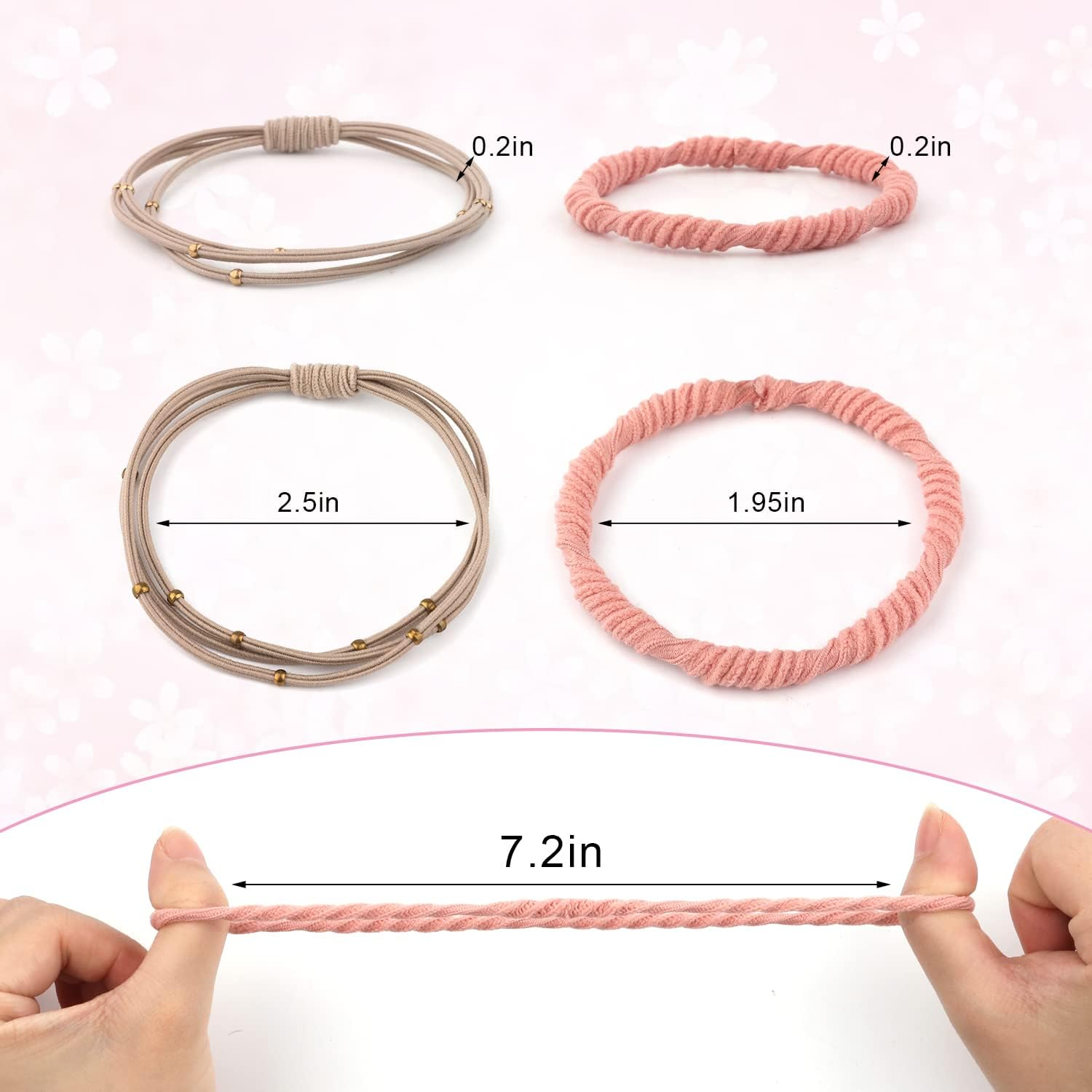 20Pcs Boho Hair Ties for Women, 5 Styles Hair Tie Bracelet Elastic Hair Bands Ponytail Holders Cute Boho Hair Ties for Thick Hair Pony Tails, No Damage image number 3